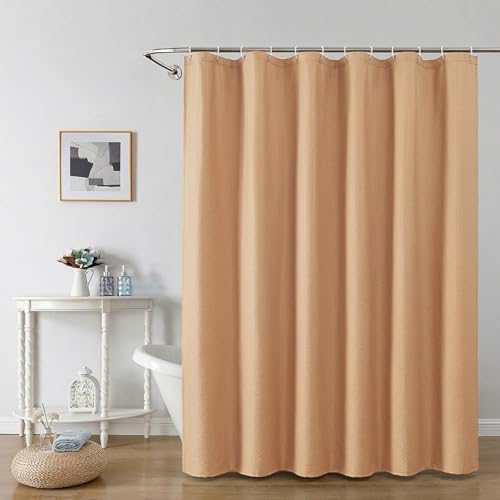 OWENIE Coral Shower Curtain for Bathroom 72x72 Inch, 3D Embossed Textured Waffle Fabric Shower Curtains, Soft Hotel Farmhouse Style, Water Repellent, Machine Washable, Coral, 72" W x 72" L