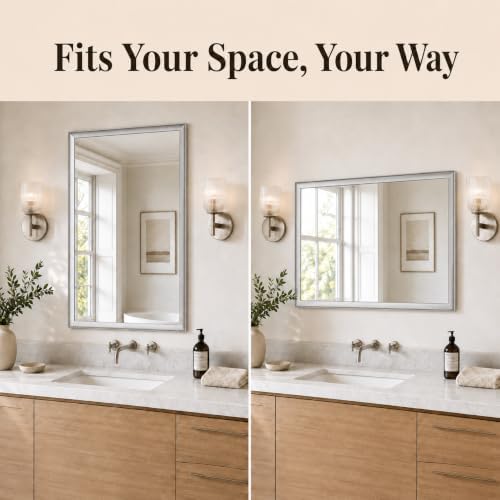 24x36 Inch Brushed Nickel Bathroom Mirror for Over Sink