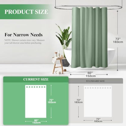 Dynamene Stall Waffle Shower Curtain 256 GSM Heavy Fabric 60x72 Sage Green