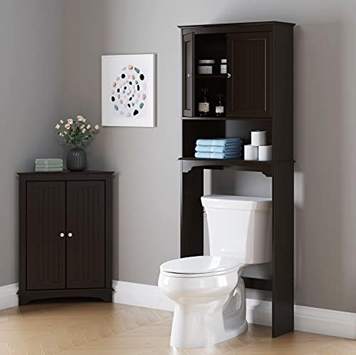Spirich Over Toilet Storage Cabinet with Doors, Espresso Bathroom Organizer