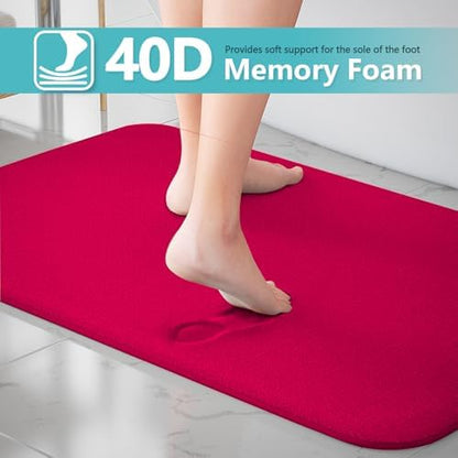 RUN HELIX Bathroom Rugs Sets 3 Piece, Soft Absorbent Memory Foam Bath Mats Set, Dry Fast Bath Mat, Machine Washable Bath Rug Set for Bathroom （Christmas Red） Bathrom Decoration