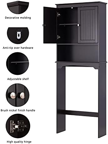 Spirich Over Toilet Storage Cabinet with Doors, Espresso Bathroom Organizer