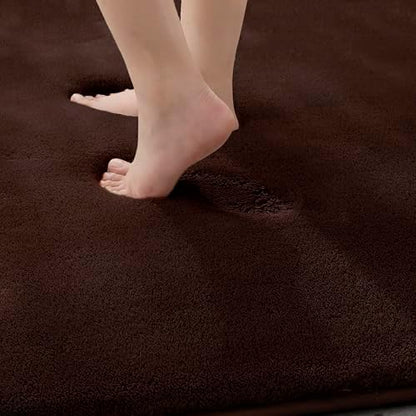 MINIDEAR Toilet Rugs 24x20 - U Shaped Dark Brown Thick Memory Foam Contour Rugs,Ultra Soft & Plush Fluffy, Non-Slip, Quick Dry, Absorbent Washable Floor Microfiber Mat for Home Decor Accessories