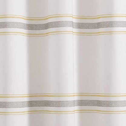 Lush Decor Farmhouse Stripe Cotton Shower Curtain, 72" W x 72" L, Yellow & Gray - Striped Bathroom Curtain - Fabric Shower Curtains - Farmhouse Bathroom Decor