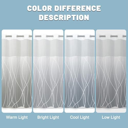 LXBNI Ombre Light Grey No Hook Shower Curtain with Liner, 71 x 74 Inch