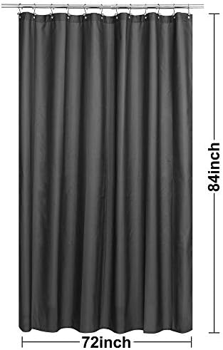 N&Y HOME Fabric Shower Curtain or Liner Extra Long 72 x 84, Graphite Gray