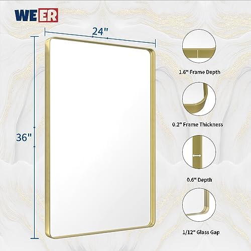 WEER Gold Bathroom Vanity Mirror 24X36 Inch