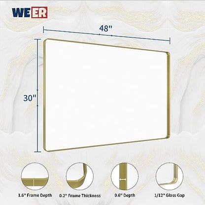 WEER Gold Bathroom Vanity Mirror 48X30 Inch
