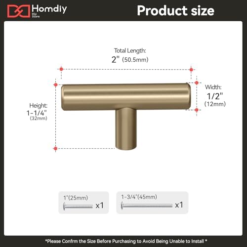 homdiy 5Pack Single Hole Knobs Cabinet Handles Champagne Bronze Kitchen Cabinet Pulls Drawer Pulls for Dresser Drawers