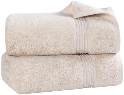 SUPERIOR Egyptian Cotton Bath Sheet Set, Oversized Towels for Home Bathroom, Master, Guest Bath, Decor Essentials, Quick Dry, Absorbent, Large Body Towel, Spa, Hotel, Resort, Set of 2, Stone