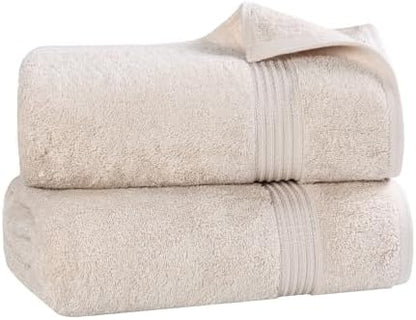 SUPERIOR Egyptian Cotton Bath Sheet Set, Oversized Towels for Home Bathroom, Master, Guest Bath, Decor Essentials, Quick Dry, Absorbent, Large Body Towel, Spa, Hotel, Resort, Set of 2, Stone