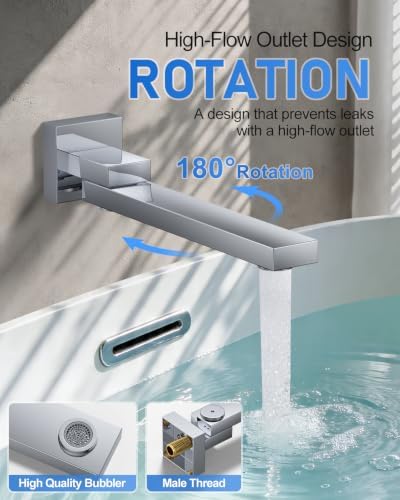 Woindo 4 Function Shower Faucet Set 12" Rain Shower Head/6'' Side Shower Head and 3 Setting Handheld Ceiling Mount Push Button Diverter Complete Rainfall Round Shower System Included Valve Trim Kit