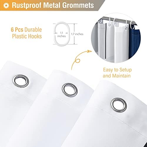 BTTN 36x72 Modern Geometric Waterproof Fabric Shower Curtain Set, Navy Blue