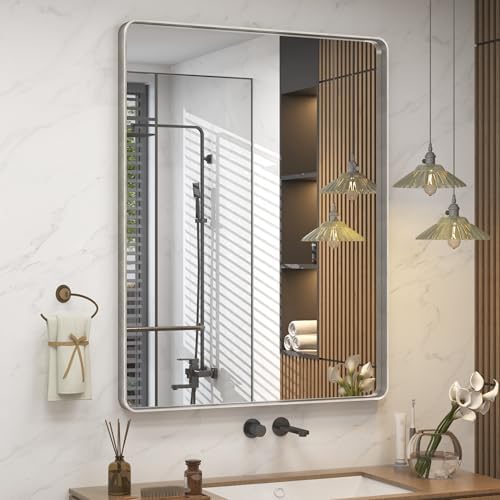 24x32 Inch Brushed Nickel Bathroom Vanity Mirror