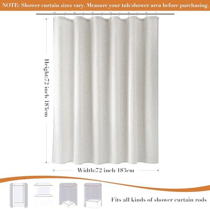 Nanspring Linen Shower Curtain for Bathroom 72x72 Inch 1 Panel White Solid