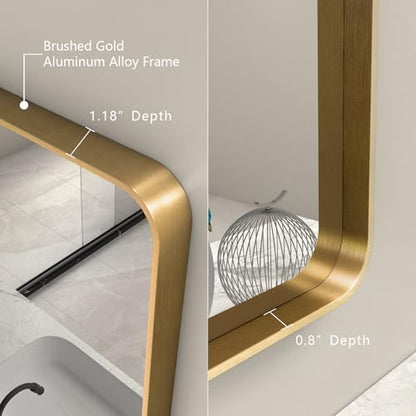 60x30 Inch Gold Bathroom Mirror for Wall