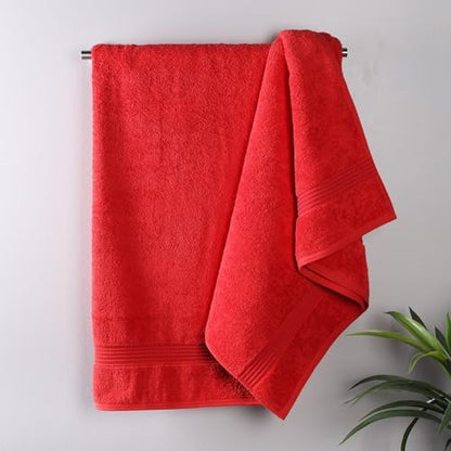 Superior Egyptian Cotton Bath Towel Set, Home Bathroom Towels, Master, Guest Bath, Decor Essentials, Quick Dry, Absorbent, Large Body Towels, Spa, Hotel, Resort, Adult, Kids, Set of 2, Red
