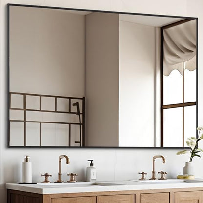 DESBING Black Bathroom Mirror for Wall, 36x48 Inch Rectangle Mirrors with Metal Frame, Modern Vanity Wall Mirror Decor for Entryway Hangs, Bathroom Living Room Horizontal or Vertical