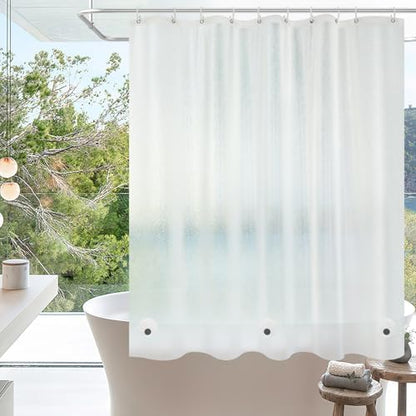 Seenus 60 x 60 inch Small EVA Frosted Shower Curtain Liner, Bpa-Free Shower Curtain Short with 3 Extra-Large Magnets, Waterproof Vinyl Bathroom Window Curtain Translucent for Privacy
