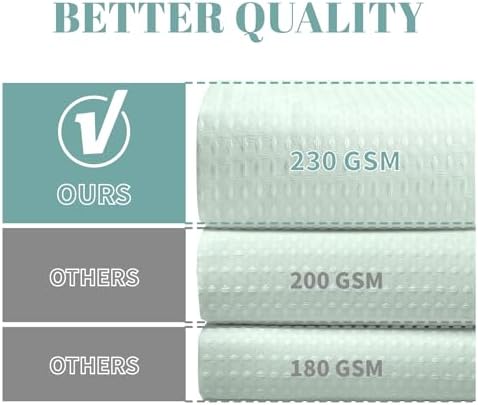 No Hook Long Waffle Shower Curtain, Snap-In Liner, 71x86 in, Mint Green