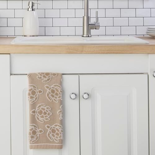 SKL Home Turtle Sculpted Hand Towel Set-2pc, 100% Cotton Jacquard, Taupe