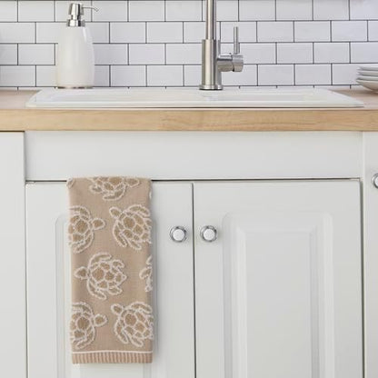 SKL Home Turtle Sculpted Hand Towel Set-2pc, 100% Cotton Jacquard, Taupe