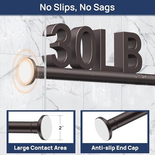ENJOYBASICS 1" Bronze Shower Curtain Rod, 30-76" Adjustable, Secure Tension