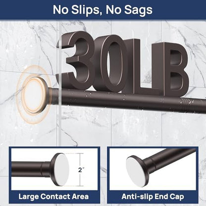 ENJOYBASICS 1" Bronze Shower Curtain Rod, 30-76" Adjustable, Secure Tension