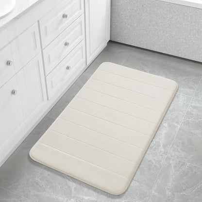 Yimobra Large Bath Mat 36"x24", Super Soft Quick Dry Memory Foam Bathroom Rug, Water Absorbent, Non Slip Backing Machine Washable for Tub Shower, Thick Comfort Support, Cream