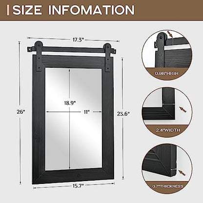 COGOOD Farmhouse Barn Door Mirror - 26 x 17 Black