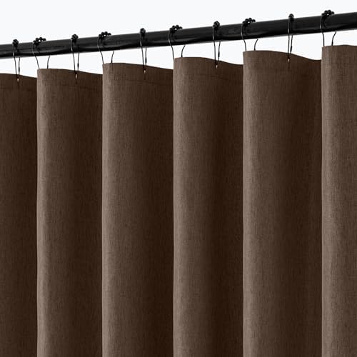 ANRODUO Brown Extra Long Linen Fabric Shower Curtain Set - W72xL108