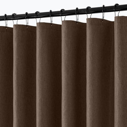 ANRODUO Brown Linen Textured Fabric Shower Curtain Set - W72xL72
