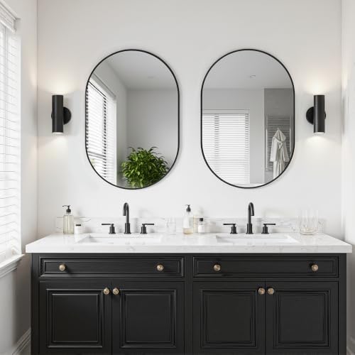 Black Oval Bathroom Mirror for Over Sink, 2 Pack 20"x30" Wall Mirror