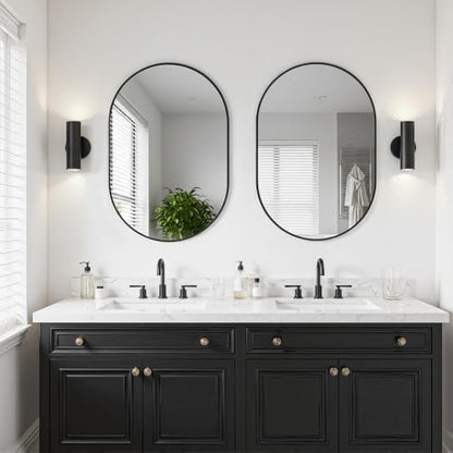 Black Oval Bathroom Mirror for Over Sink, 2 Pack 20"x30" Wall Mirror