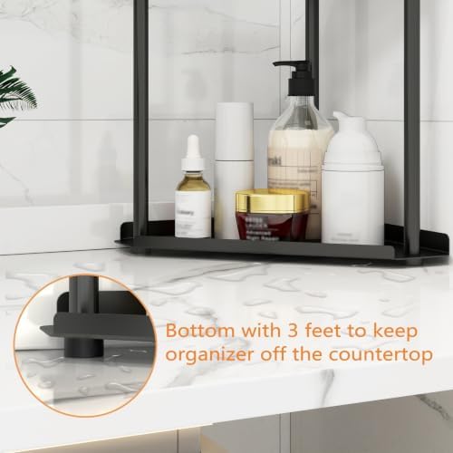 Jesginboo 2 Tier Bathroom Counter Organizer, Vanity Organizer Corner Shelf