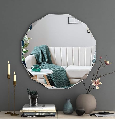 20x20 Inch Bathroom Mirrors for Over Sink, Round Frameless Mirrors for Wall