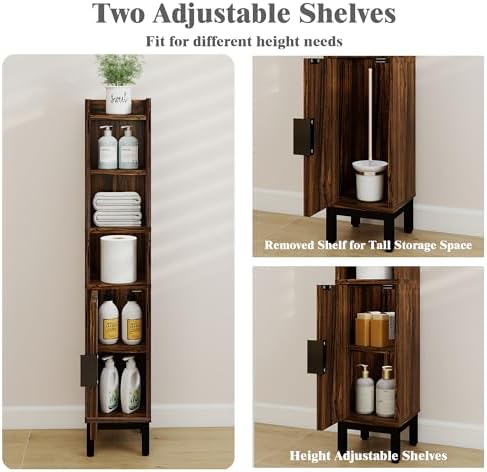 Slim Bathroom Storage Cabinet Narrow Corner Cabinet for Toilet Paper