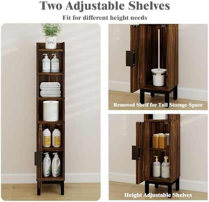 Slim Bathroom Storage Cabinet Narrow Corner Cabinet for Toilet Paper