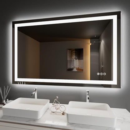 Amorho LED Bathroom Mirror 48"X36" with Front Light and Backlit