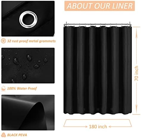 Mrs Awesome 180x70 Extra Wide Size Shower Curtain Liner Black