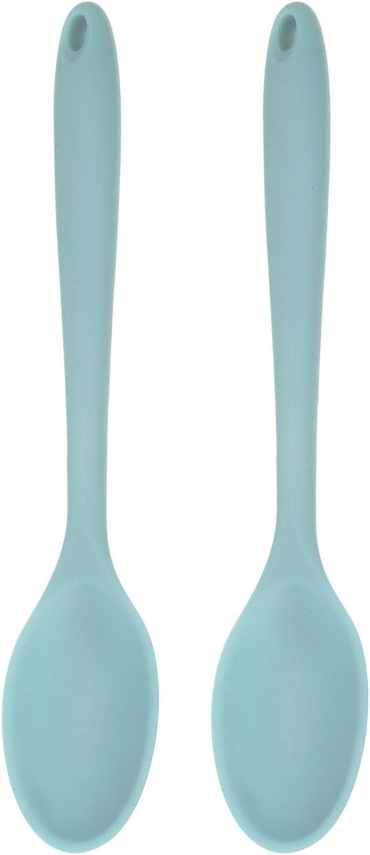HARFINGTON 2Pcs Silicone Spoons, Heat Resistant Kitchen Cooking Utensil Spoon for Cooking, Mixing, Stirring and Serving, Light Grey