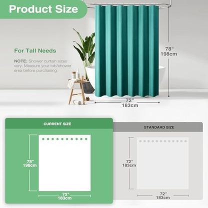 Dynamene Long Waffle Shower Curtain 256GSM Heavy Fabric 72x78 Seaweed Green