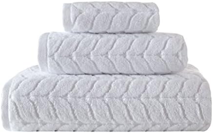 BAGNO MILANO Turkish Cotton Bath Towels, Hand Towels - Soft Plush Jacquard Collection Luxury Towels Set (White, Towel Set of 3)