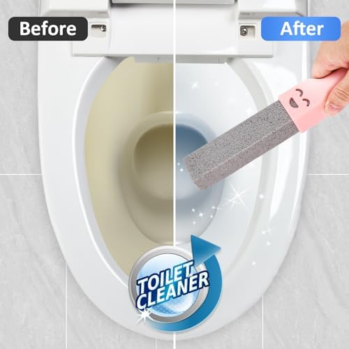 Navona 8 Pack Pumice Stone Scouring Sticks with 2 Universal Handles, Grey Pumice Stone Cleaner for Cleaning Toilets, Bathrooms, Kitchens, Spas and Pools