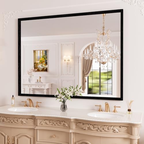 WEER Matte Black Bathroom Vanity Mirror 40X30 Inch