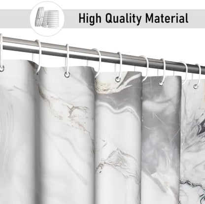 Beige Marble Shower Curtain Modern Abstract Luxury Gold Ink Texture Gray Ombre Watercolor Bathroom Curtain Set with Hooks Soft and Lightweight Waterproof Fabric Machine Washable 66" WX72 L