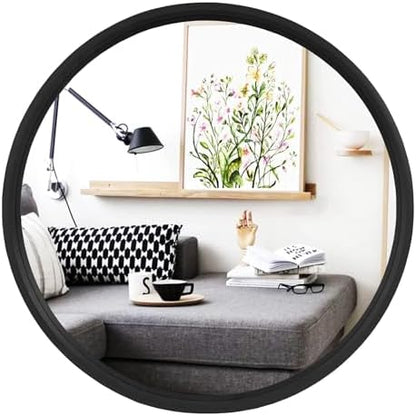 WallBeyond Black Round Mirror Wood Framed 28 inch Circle Wall Mirror for Bathroom Round Wall Mirror for Wall Decor, Vanity, Entryway Living Room