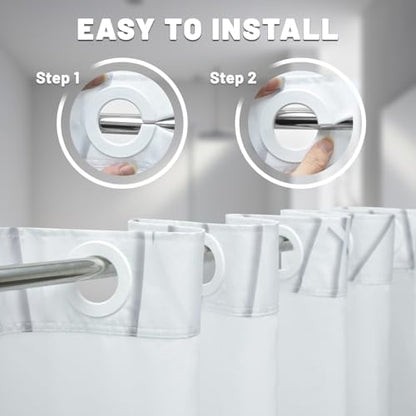 LXBNI No Hook Shower Curtain with Liner, Grey Shadow, 71 x 74 Inch