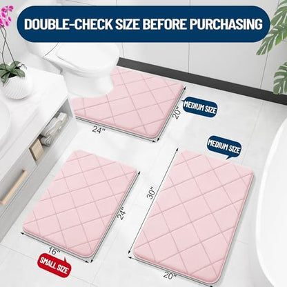 OLANLY Memory Foam Bath Mat 24x16, Ultra Soft and Absorbent Bathroom Rugs