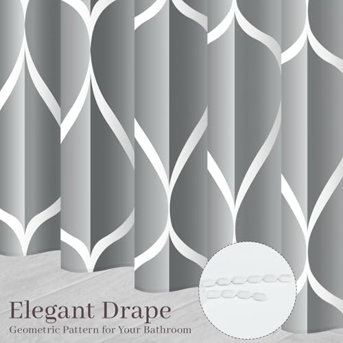 Gelbchu Geometric Shower Curtain for Bathroom, Light Gray, 72x72 Inch